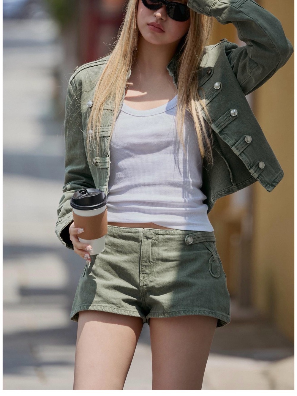 Zara Olive High-Waist Cotton Shorts